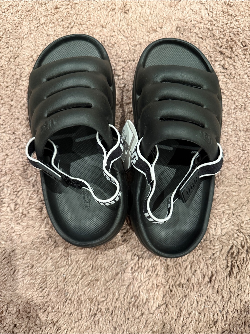 UGG T Sport Yeah Toddler Girl Black Padded Slide Sandals